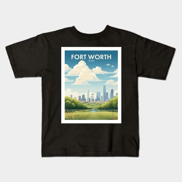 FORT WORTH Kids T-Shirt by MarkedArtPrints